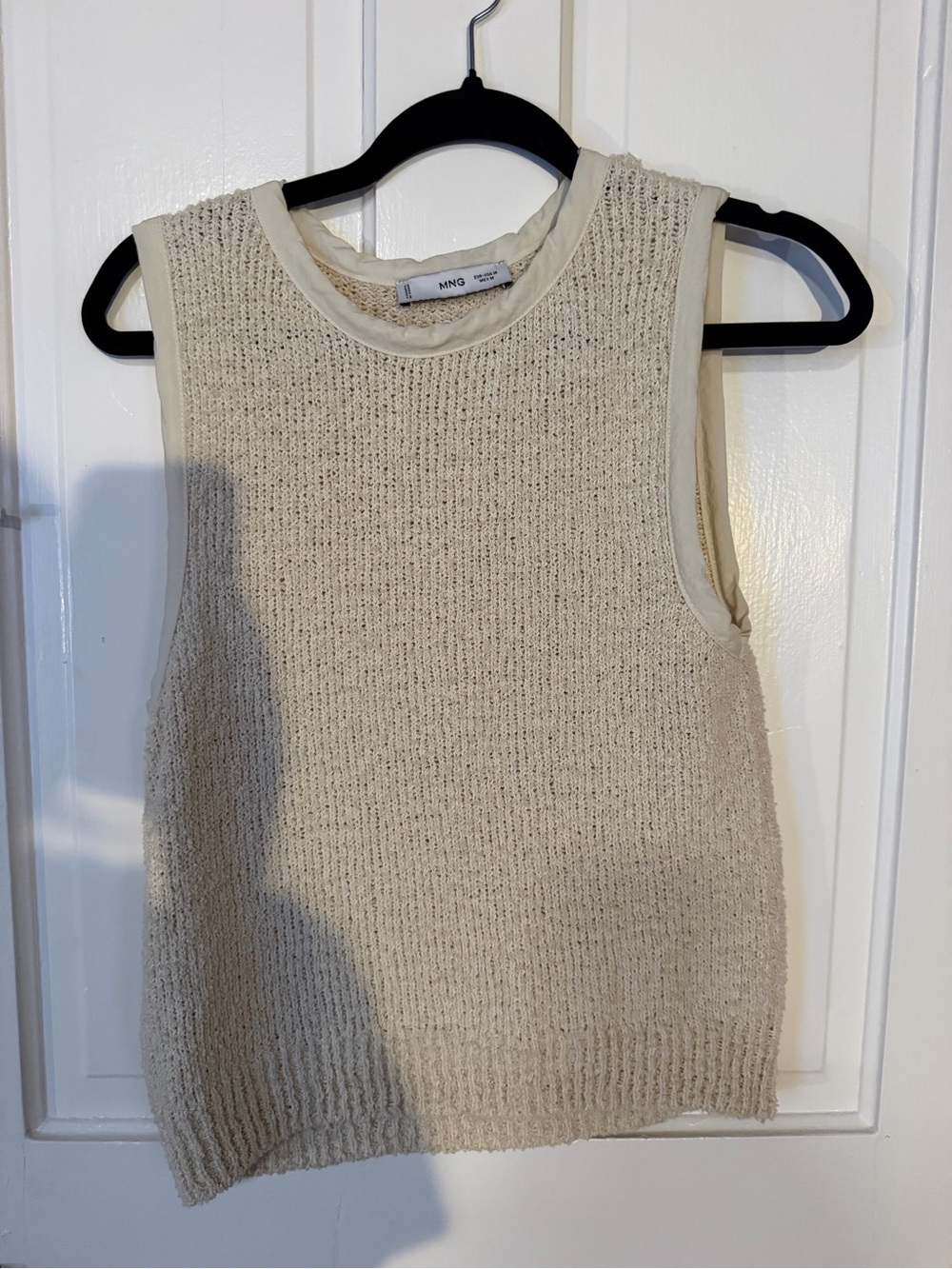 Mango Cream Textured Knit Sleeveless Top